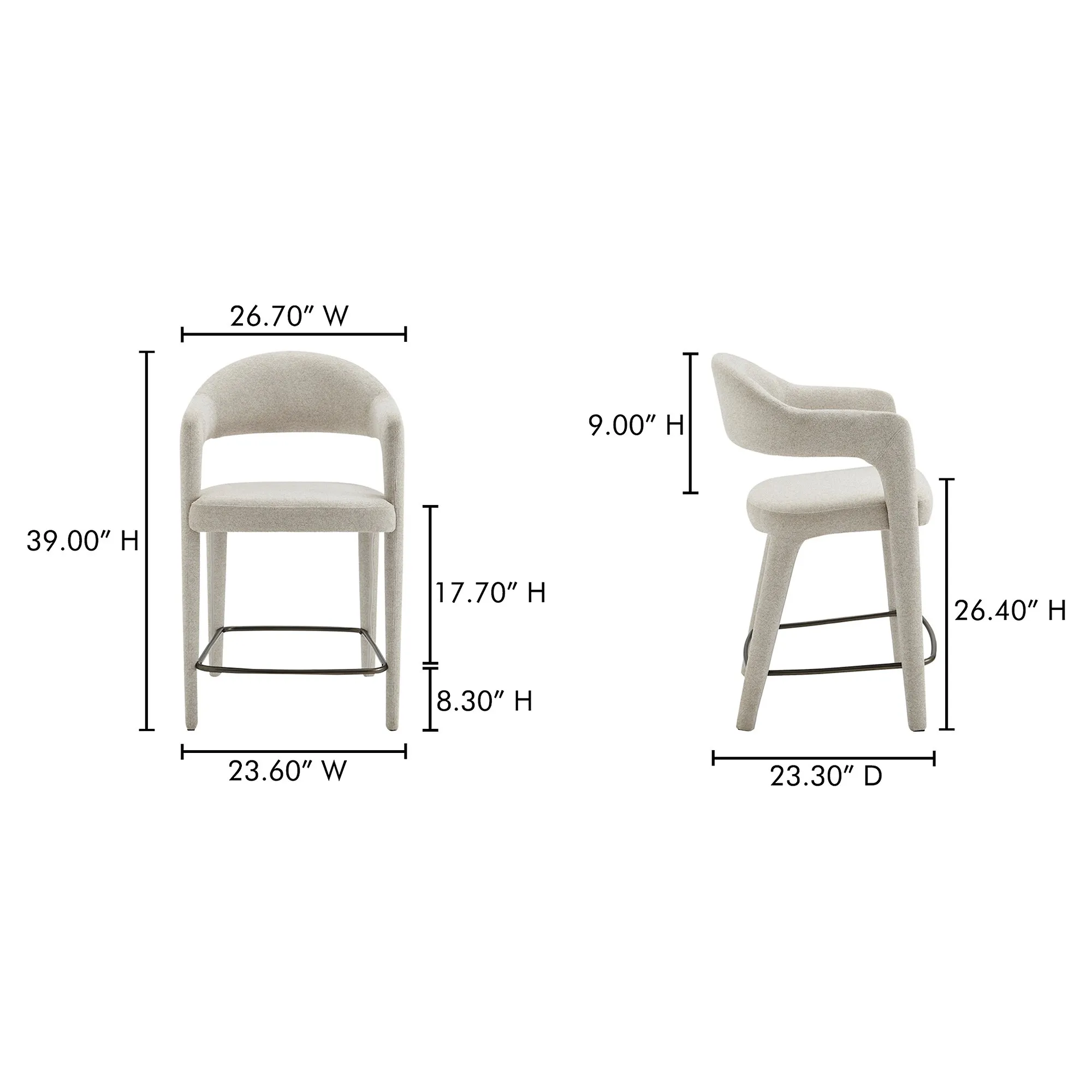 Camille Counter Stool - Beige, Metal