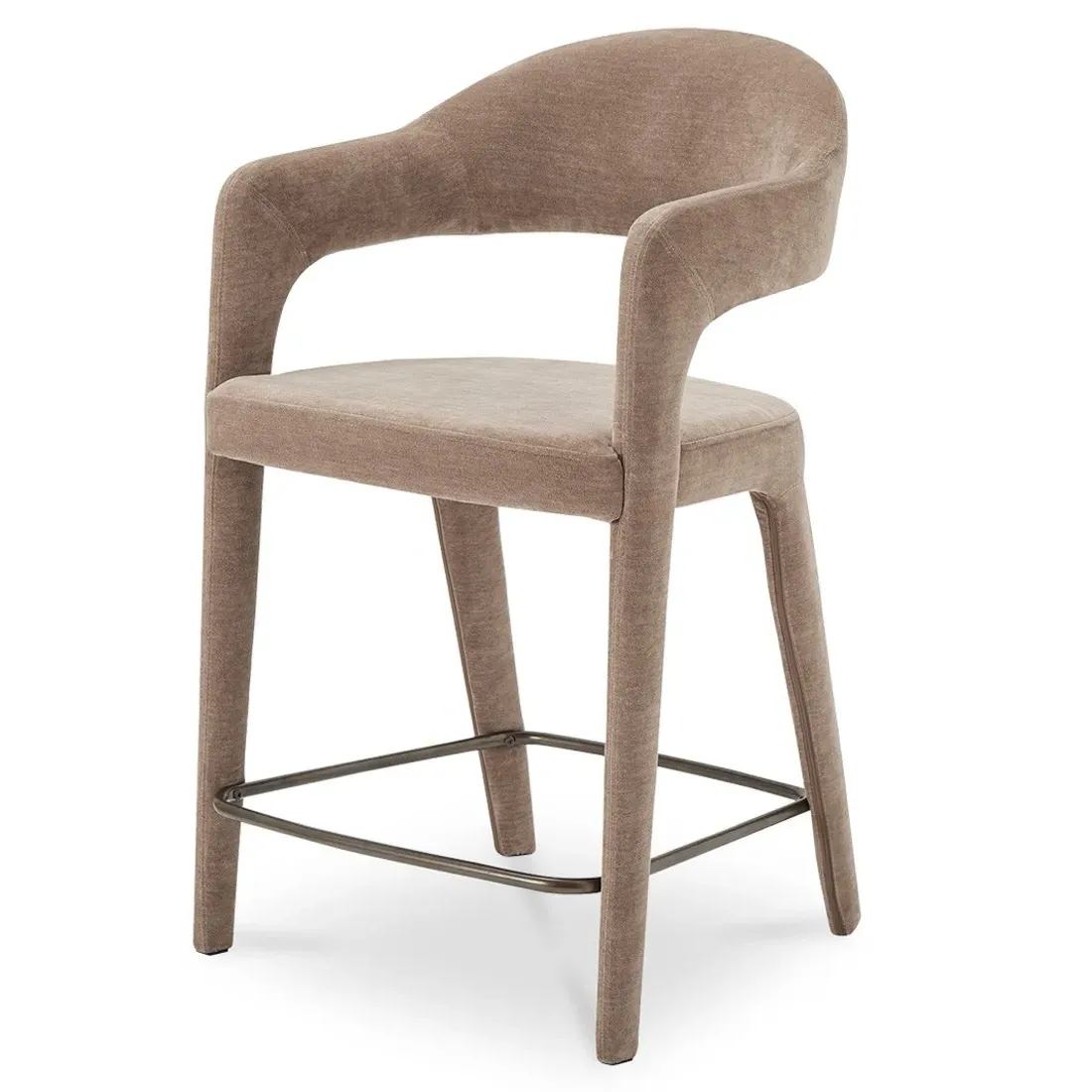 Camille Counter Stool - Brown, Velvet