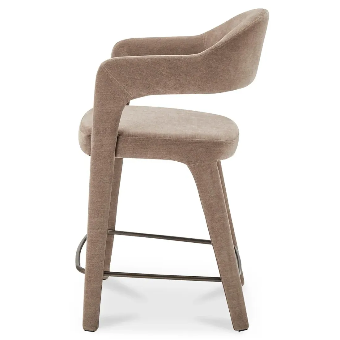 Camille Counter Stool - Brown, Velvet
