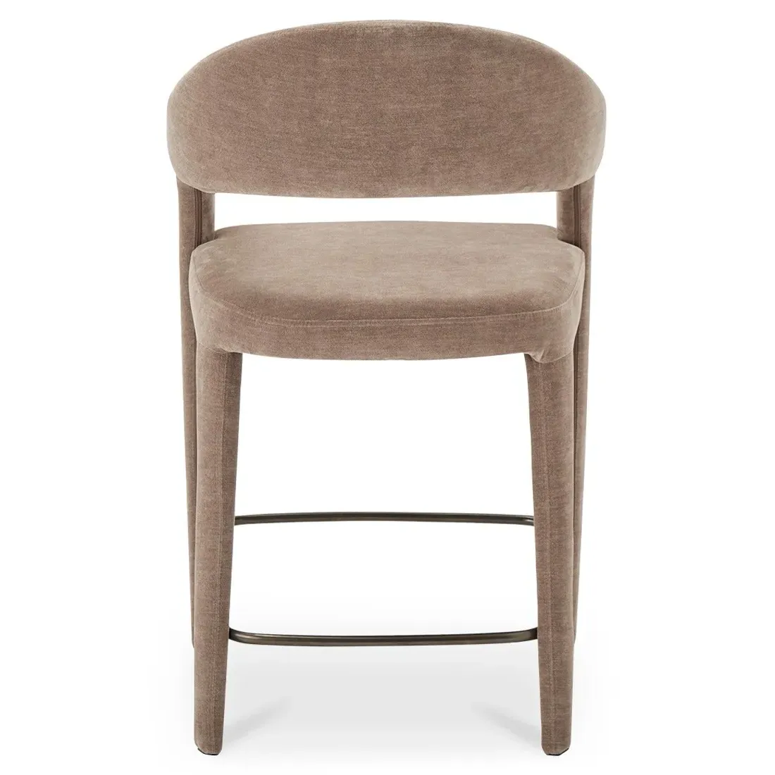Camille Counter Stool - Brown, Velvet