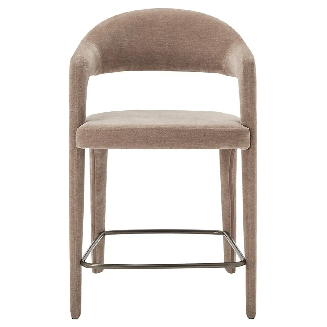 Camille Counter Stool - Brown, Velvet