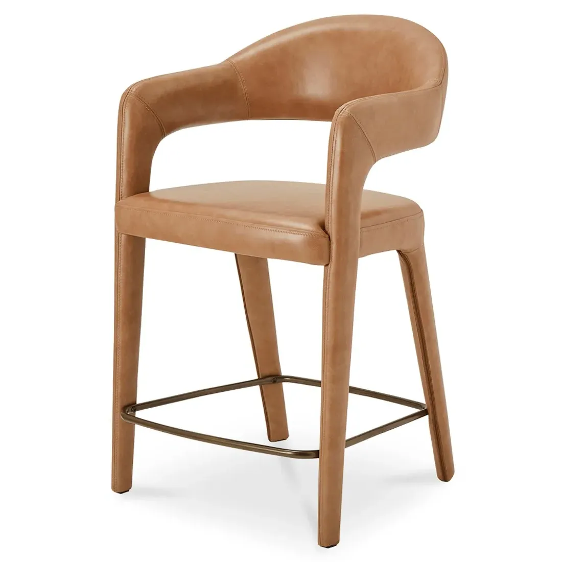 Camille Counter Stool - Tan, Leather