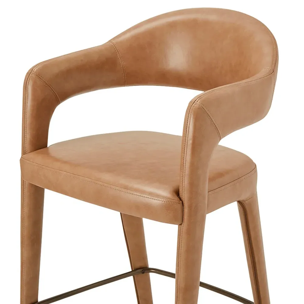Camille Counter Stool - Tan, Leather
