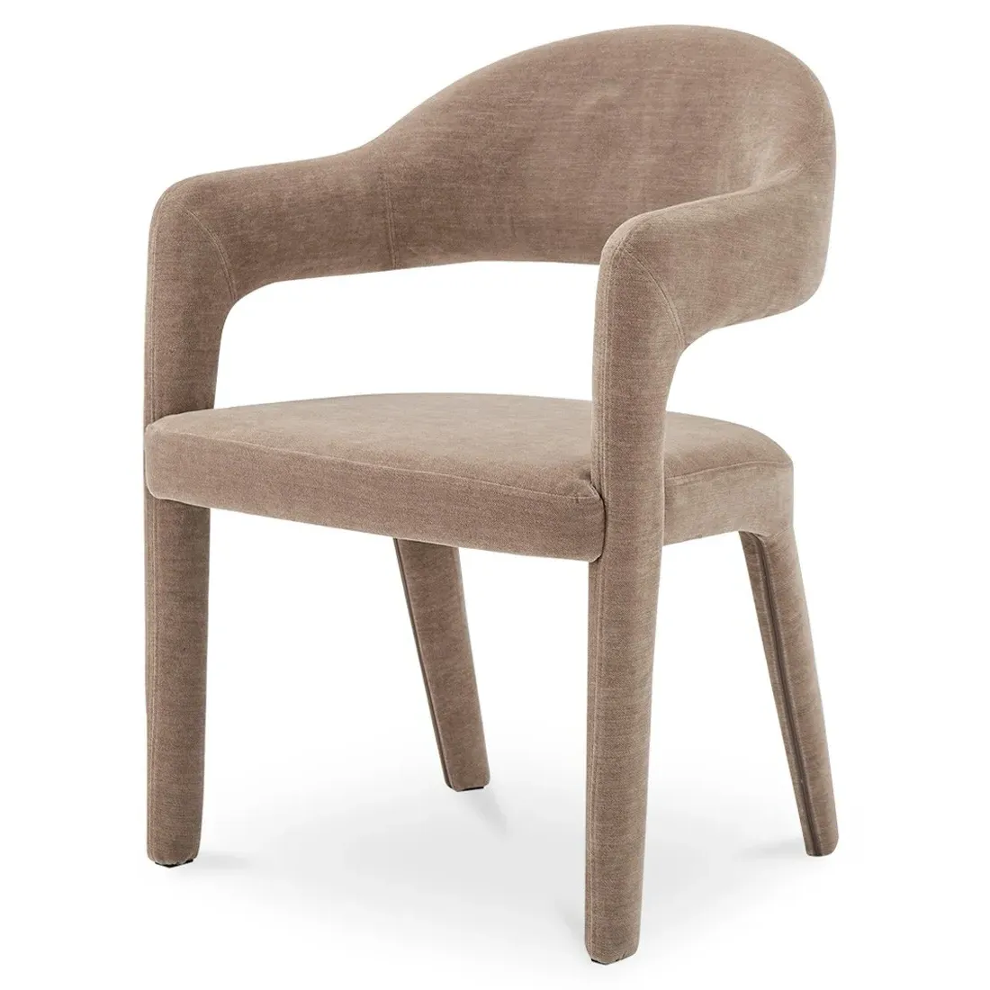 Camille Dining Arm Chair - Brown, Velvet