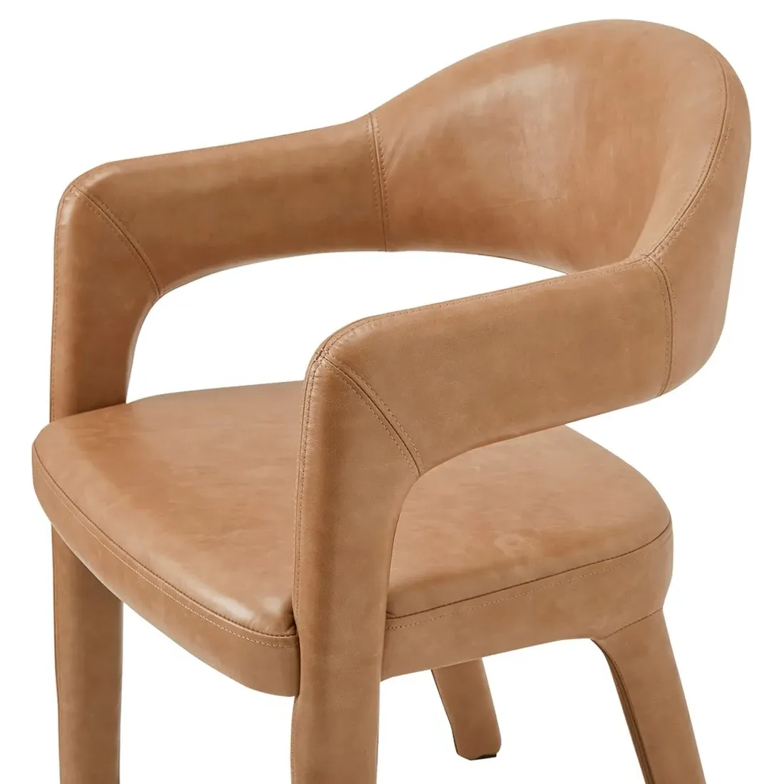Camille Dining Arm Chair - Tan, Leather