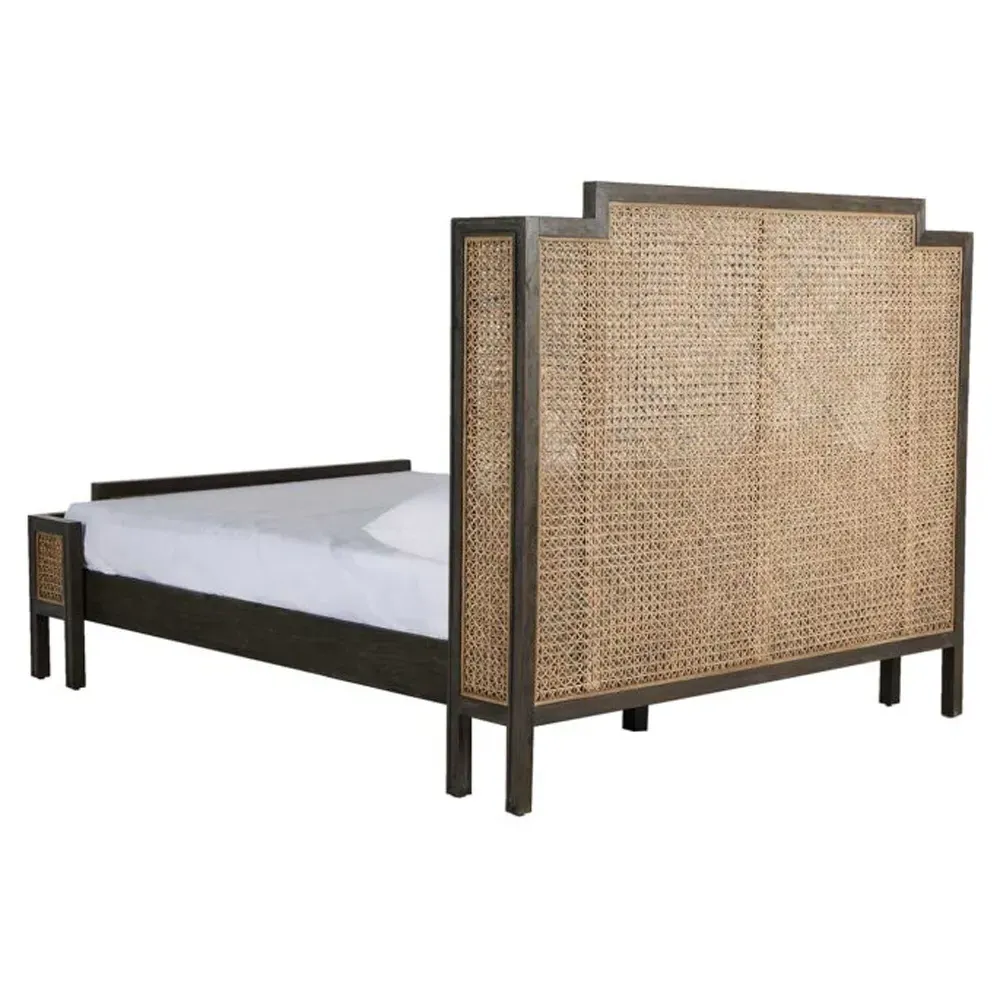 Camille King Size Wingback Bed - Brown, Mahogany