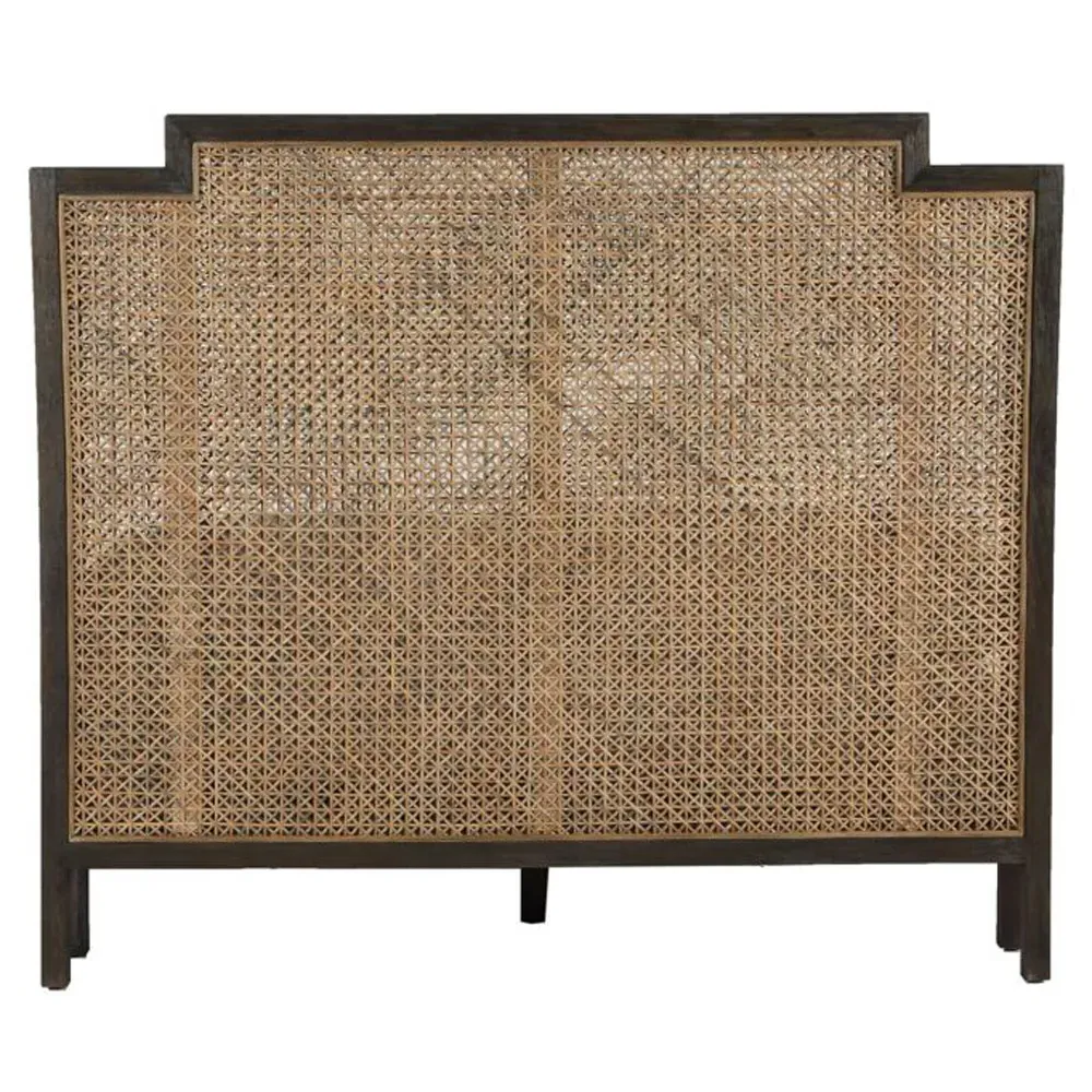 Camille King Size Wingback Bed - Brown, Mahogany