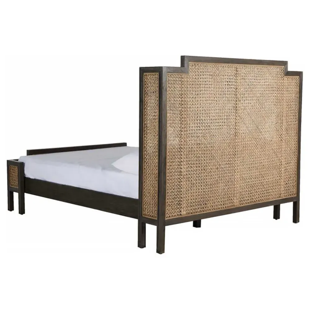 Camille Queen Size Wingback Bed - Brown, Mahogany