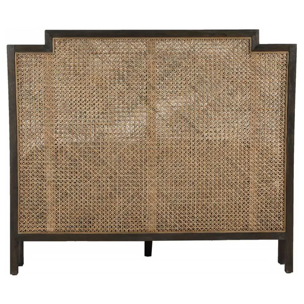 Camille Queen Size Wingback Bed - Brown, Mahogany