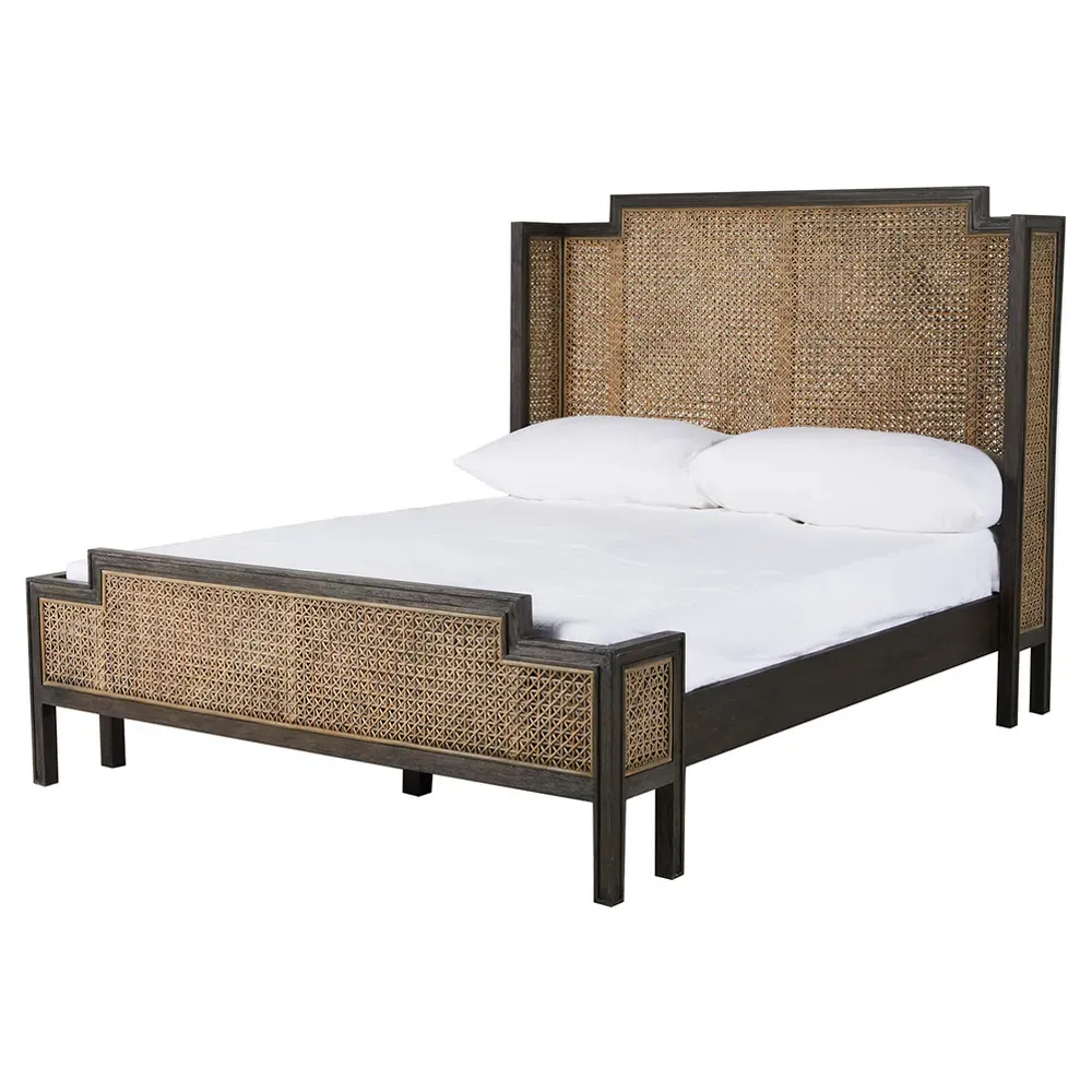 Camille Queen Size Wingback Bed - Brown, Mahogany image