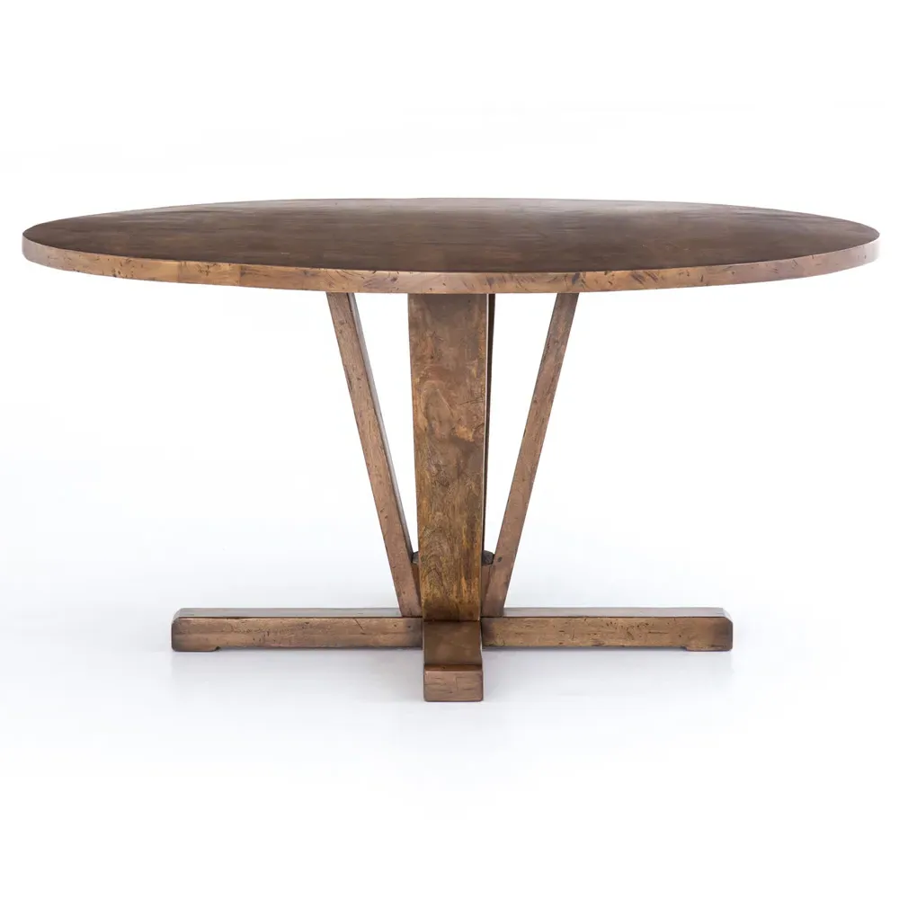 Camille Round Dining Table - Brown, Reclaimed Mango Wood