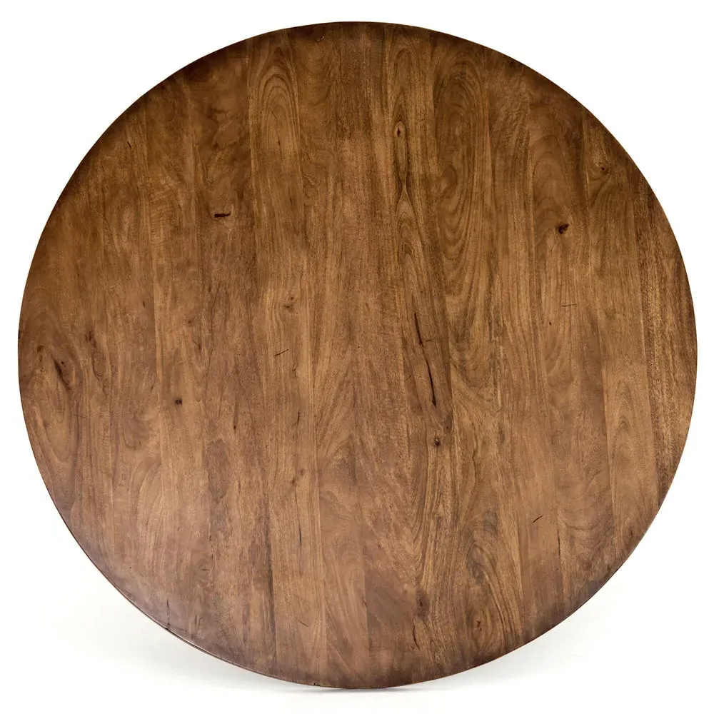 Camille Round Dining Table - Brown, Reclaimed Mango Wood