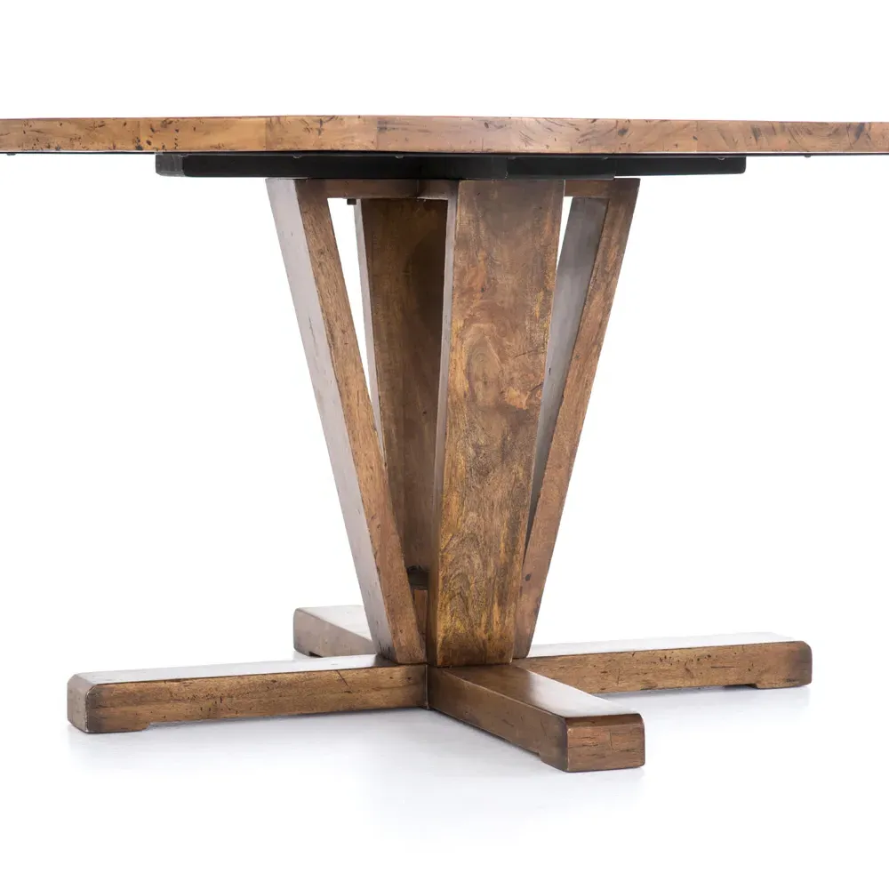 Camille Round Dining Table - Brown, Reclaimed Mango Wood