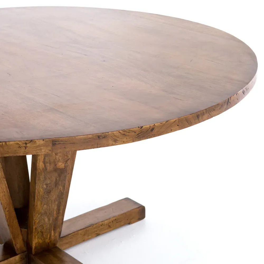 Camille Round Dining Table - Brown, Reclaimed Mango Wood