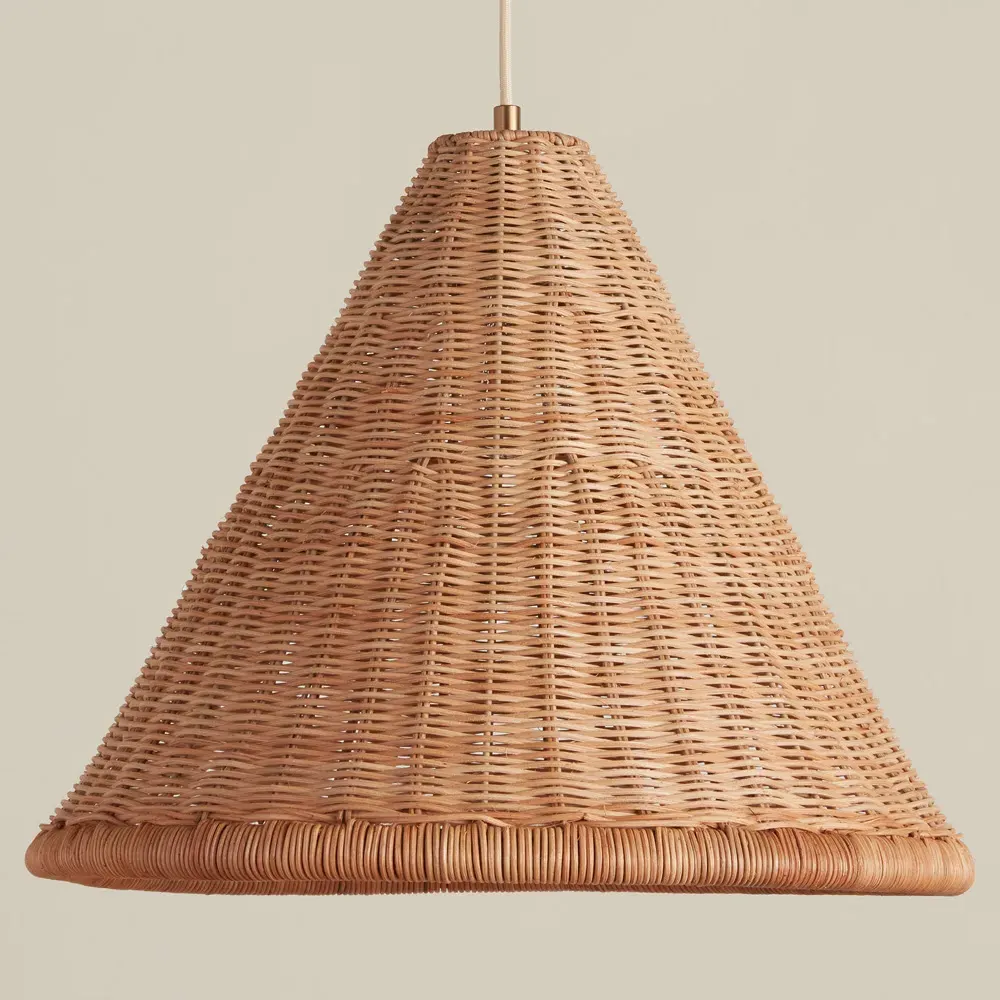 Camille Tall Rattan Pendant Light - Natural