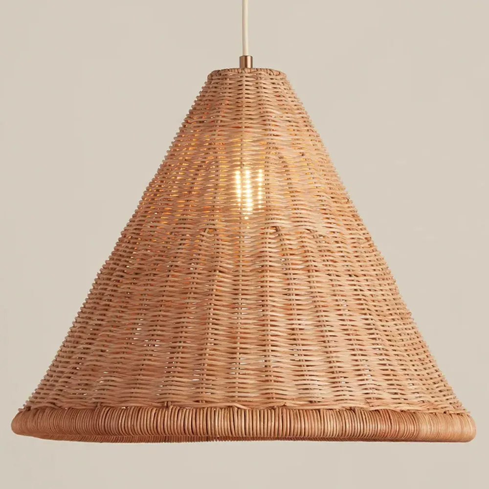 Camille Tall Rattan Pendant Light - Natural