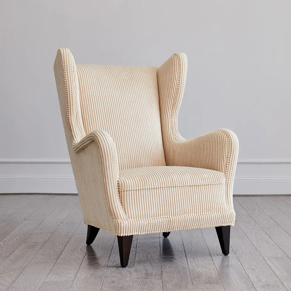 Camille Wing Chair - Beige, Corduroy