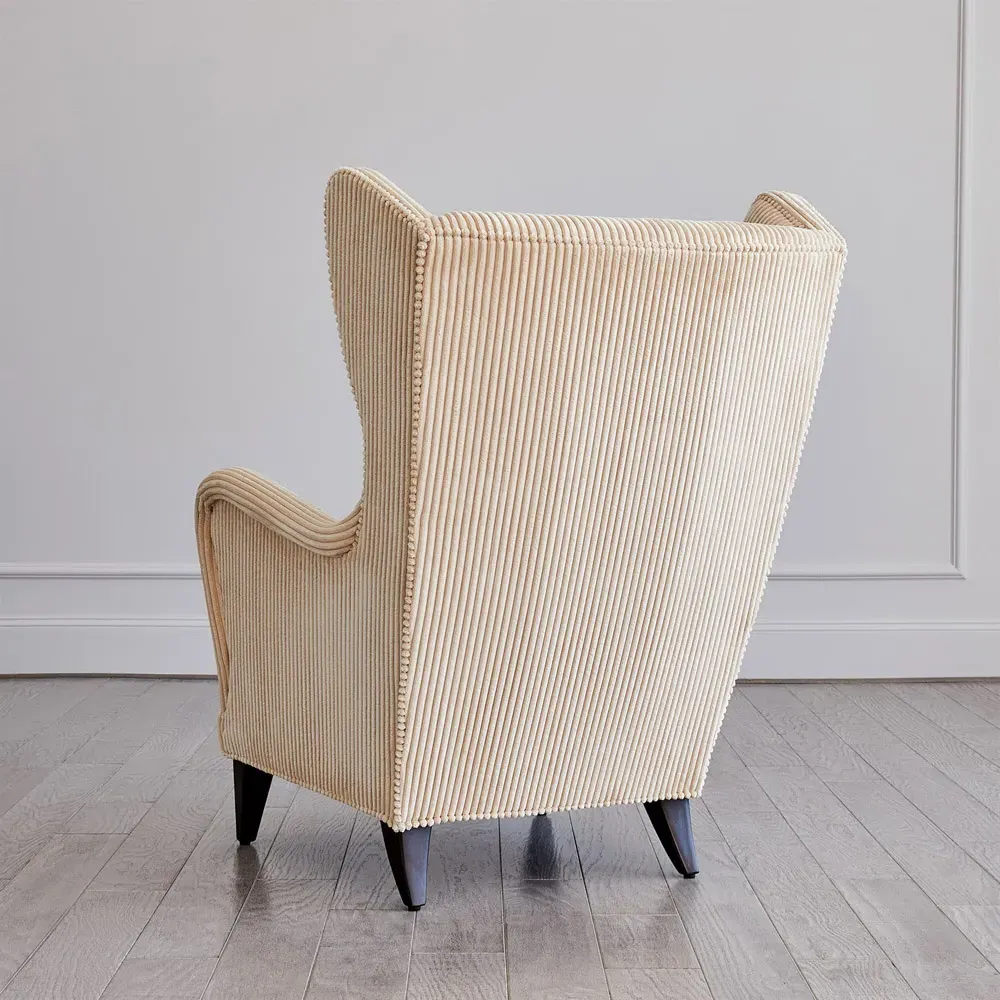 Camille Wing Chair - Beige, Corduroy