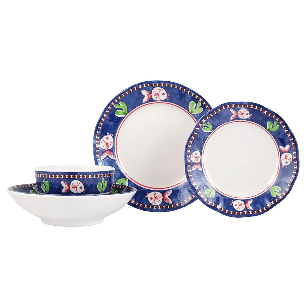 Campagna Pesce 4 Piece Place Setting - Blue, Melamine image