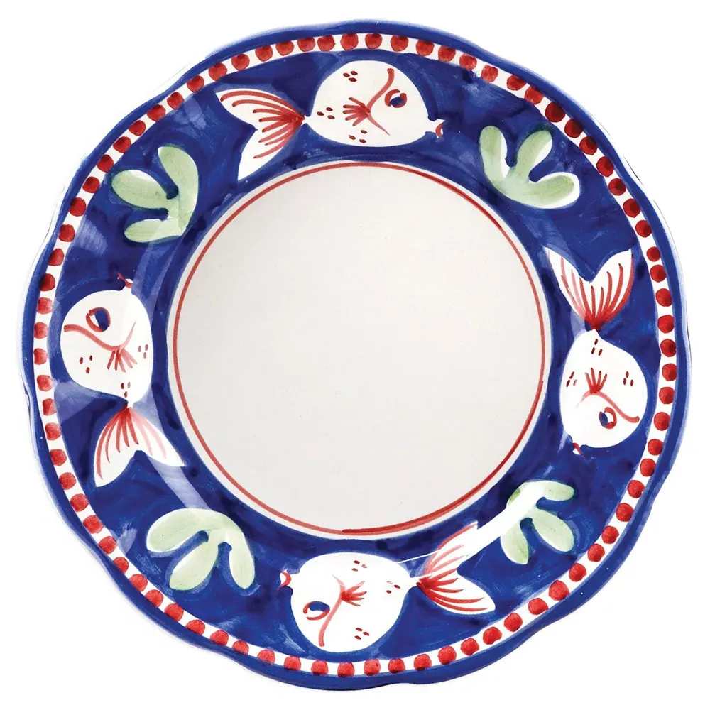 Campagna Pesce Salad Plate - Blue, Terra Cotta image