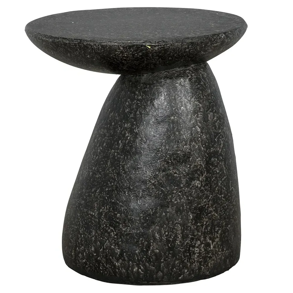 Camryn Round Side Table - Black, Fiber Concrete