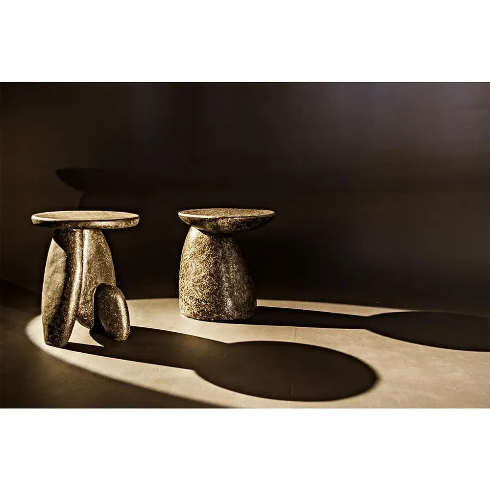 Camryn Round Side Table - Black, Fiber Concrete