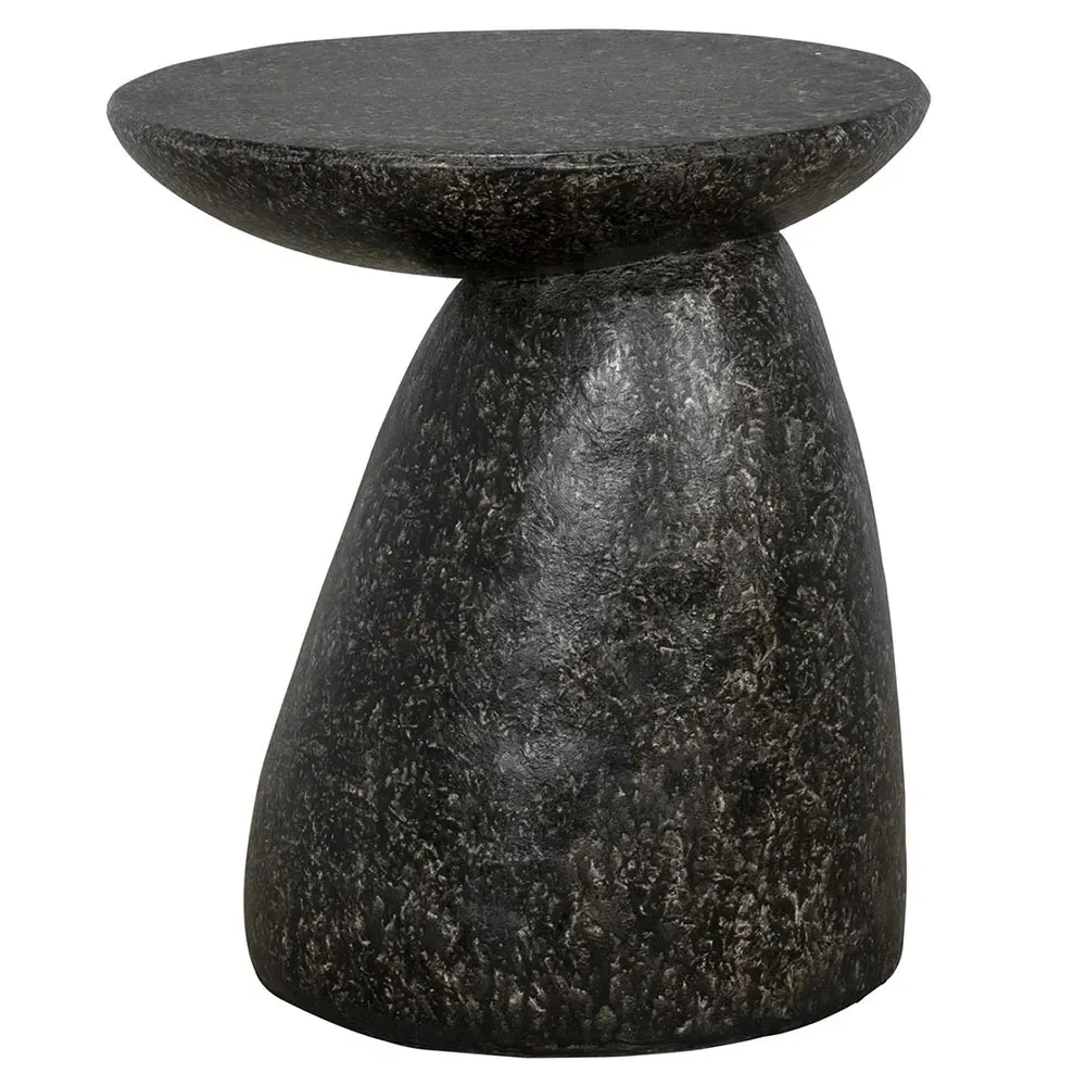 Camryn Round Side Table - Black, Fiber Concrete