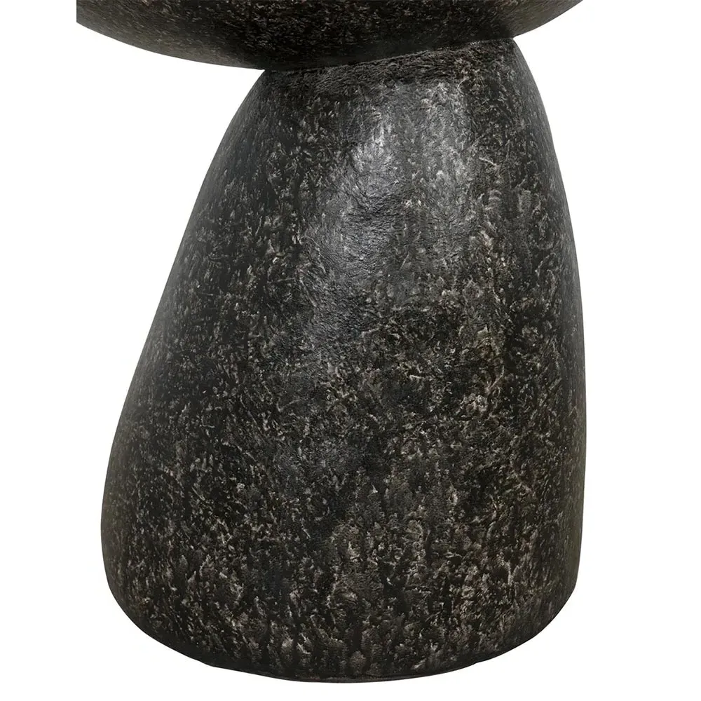 Camryn Round Side Table - Black, Fiber Concrete