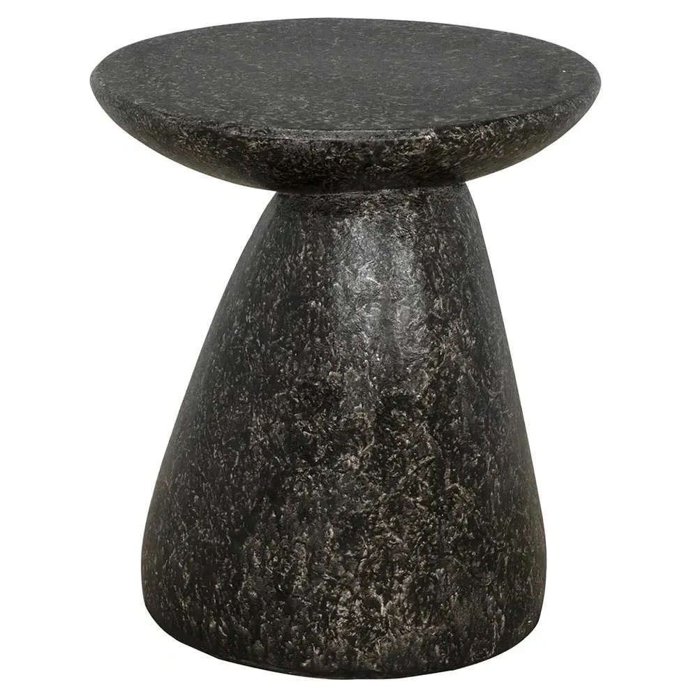 Camryn Round Side Table - Black, Fiber Concrete