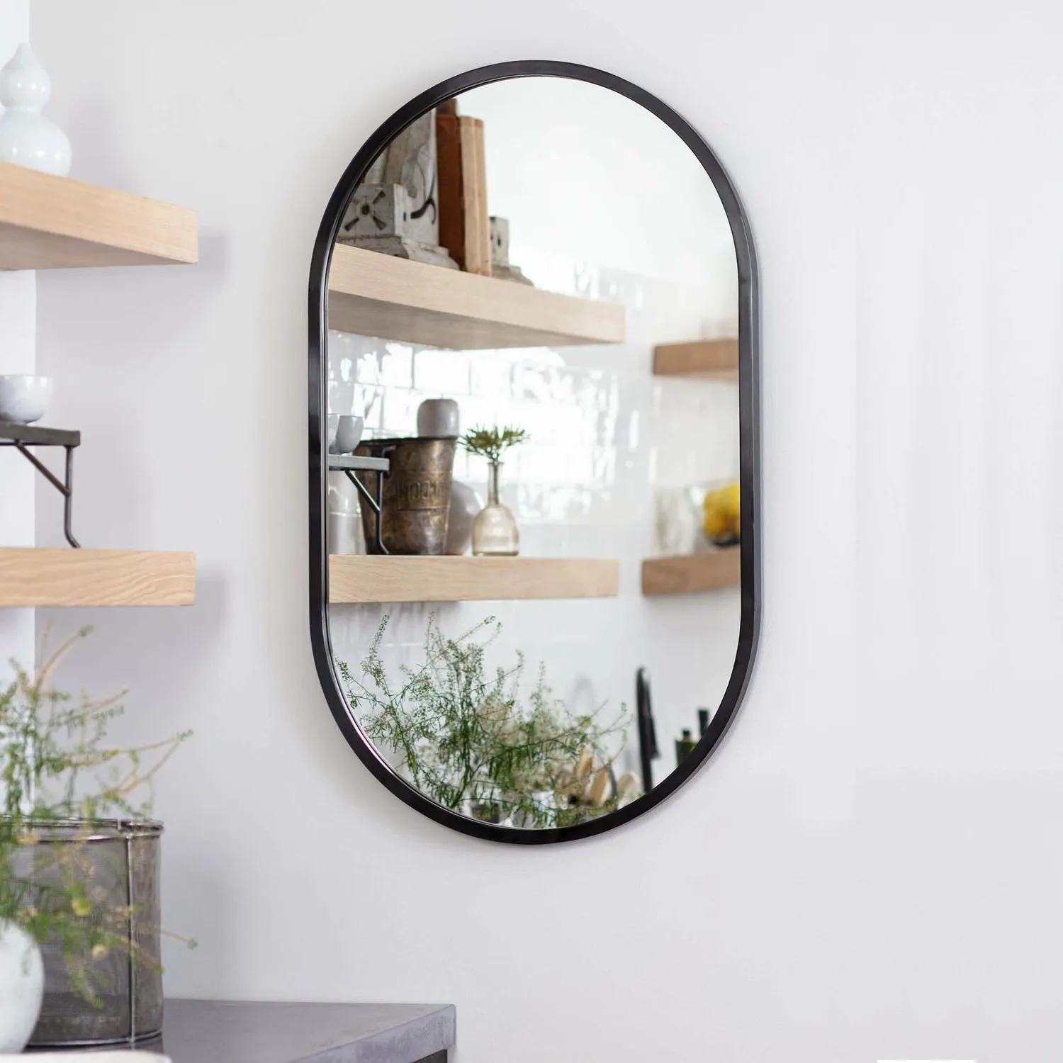 Canal Steel Wall Mirror - Black
