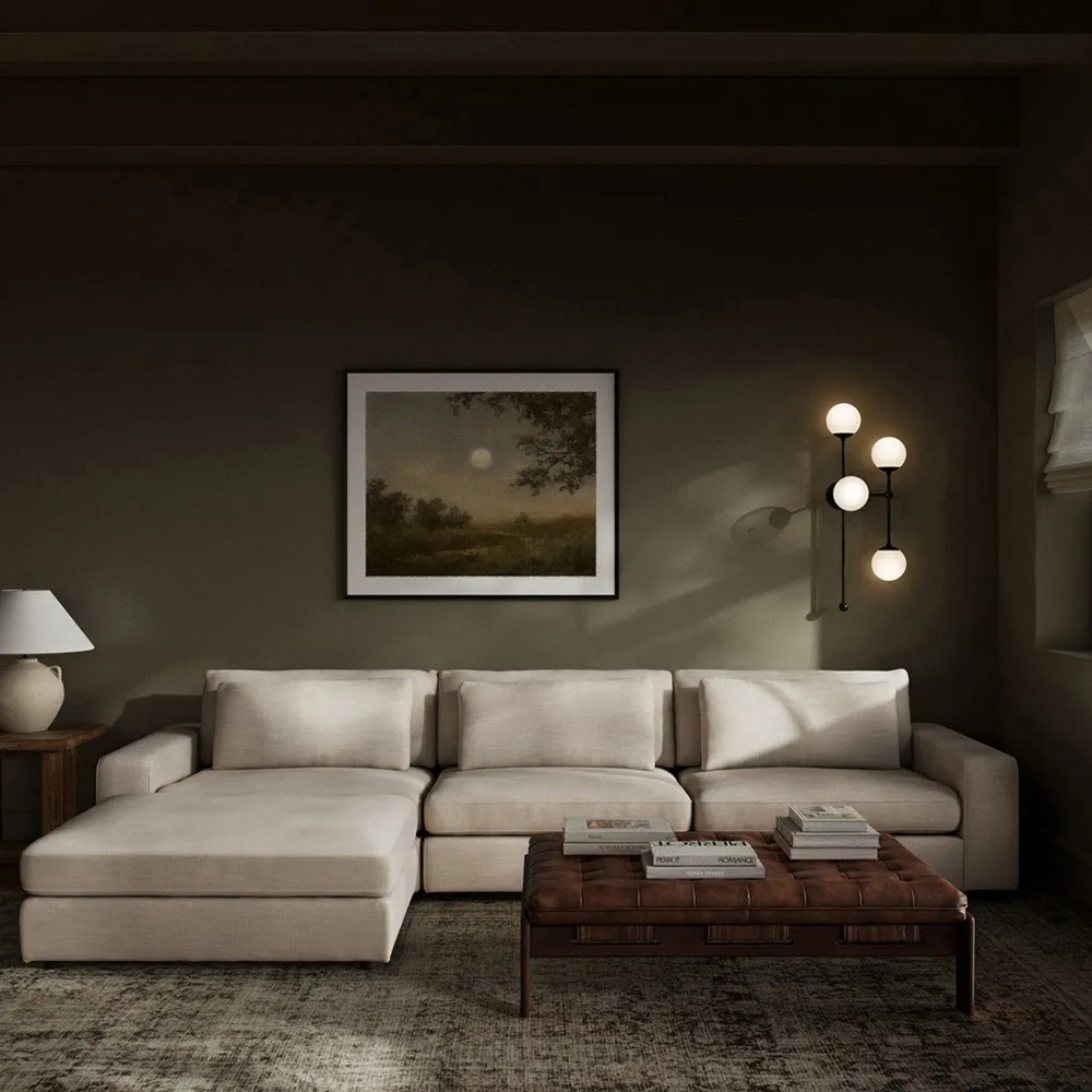 Candace 3-Piece Sectional with Ottoman - Beige