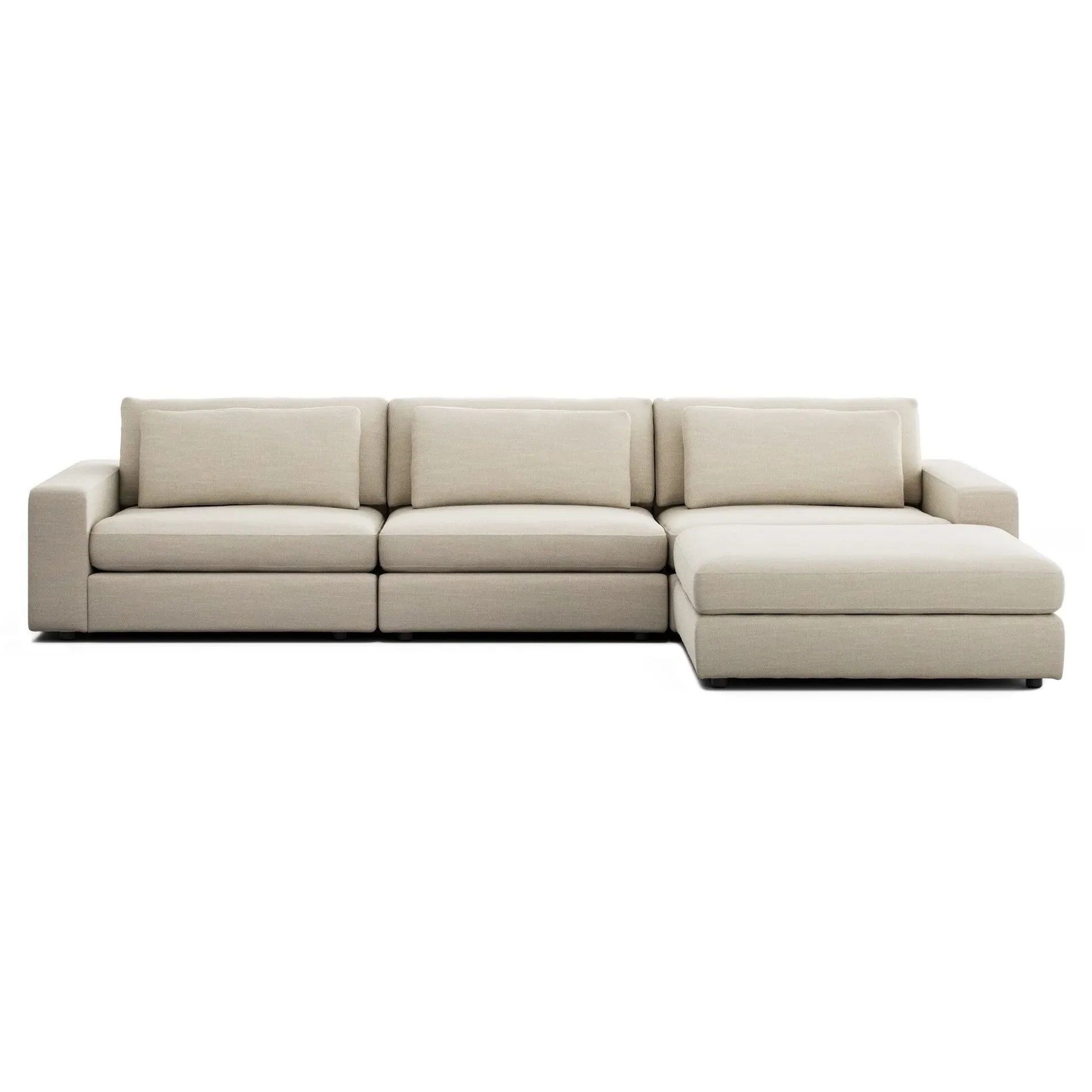 Candace 3-Piece Sectional with Ottoman - Beige