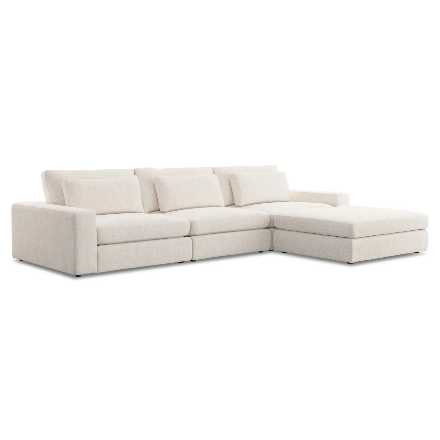 Candace 3-Piece Sectional with Ottoman - Cream