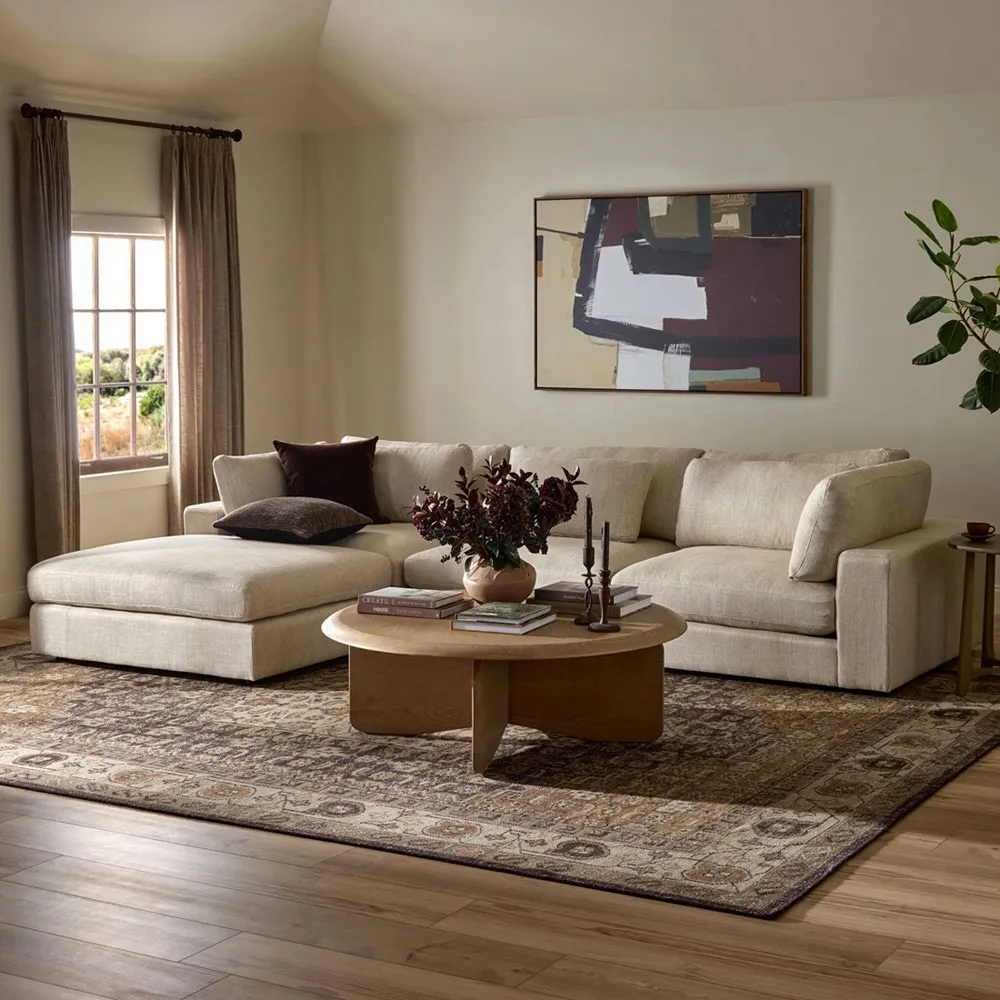 Candace 3-Piece Sectional with Ottoman - Cream