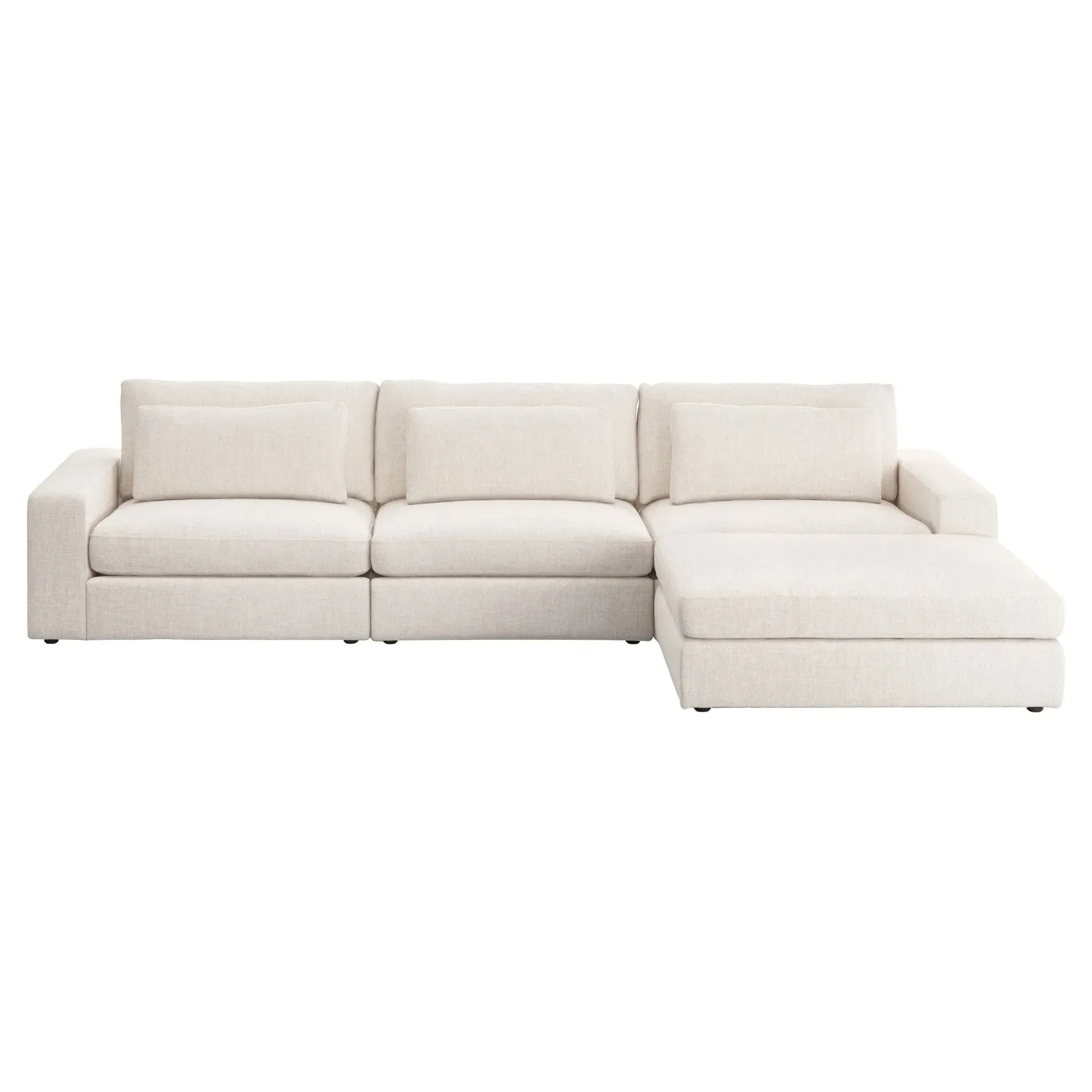Candace 3-Piece Sectional with Ottoman - Cream image