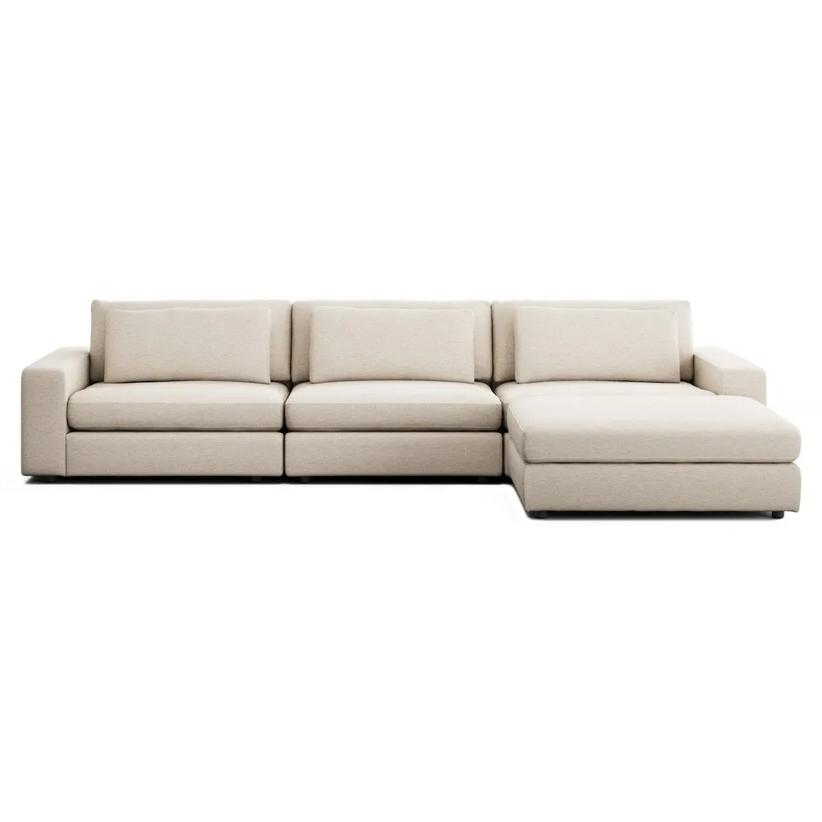 Candace 3-Piece Sectional with Ottoman - Ivory