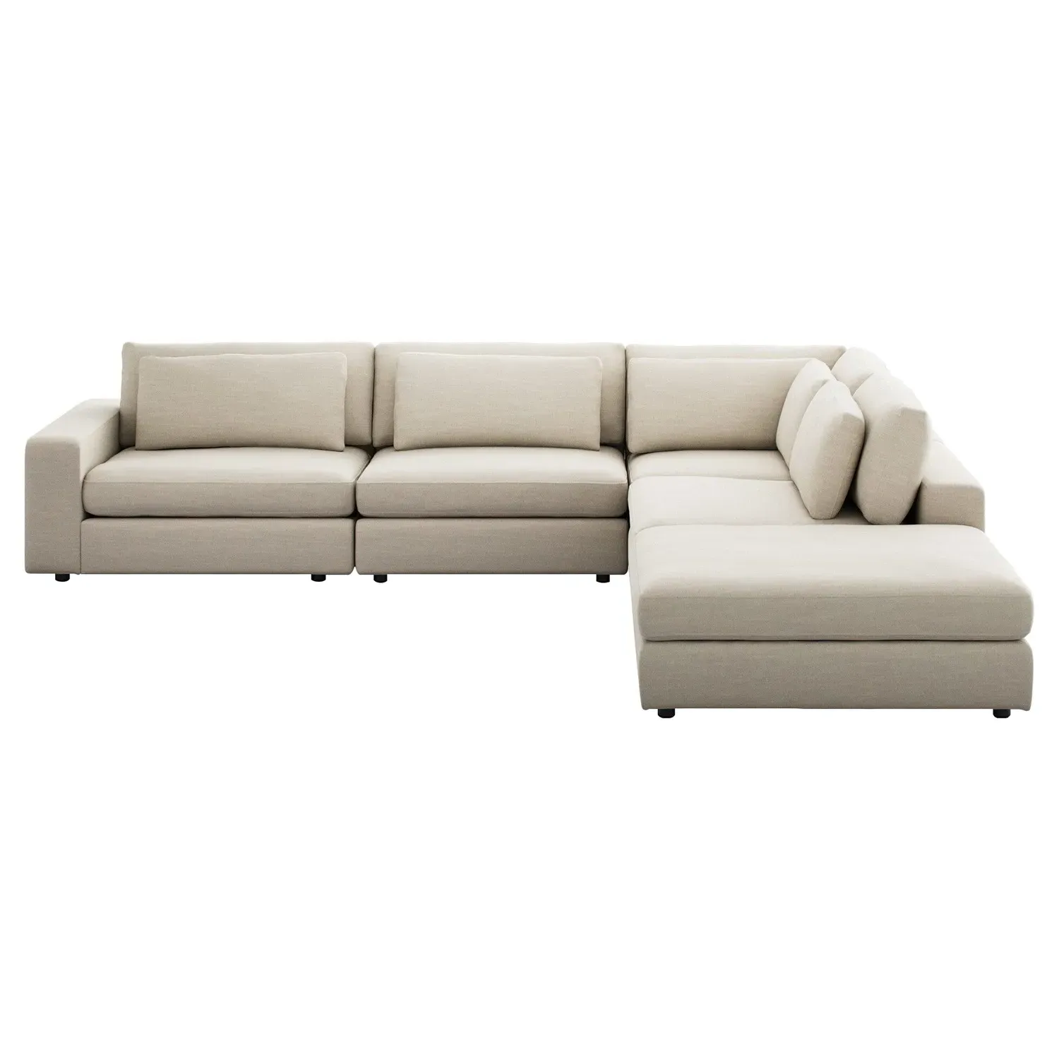 Candace 4-Piece Bumper Sectional with Ottoman - Beige