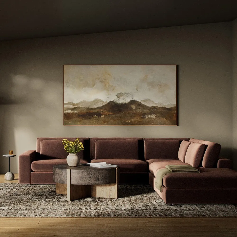 Candace 4-Piece Bumper Sectional with Ottoman - Brown