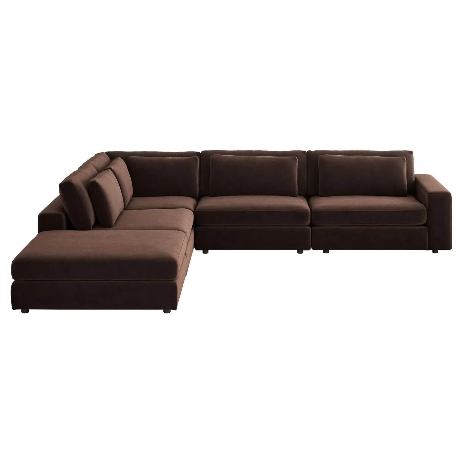 Candace 4-Piece Bumper Sectional with Ottoman - Brown