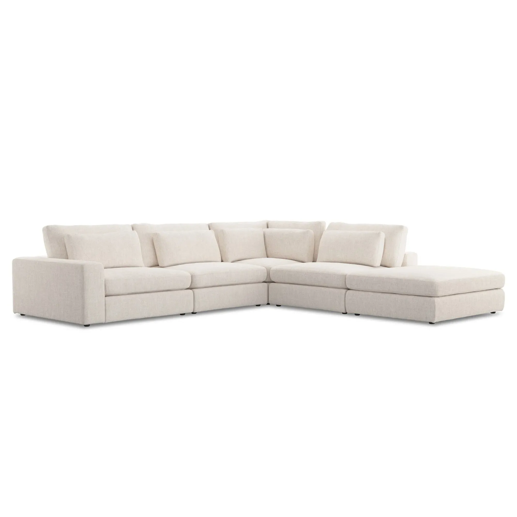 Candace 4-Piece Bumper Sectional with Ottoman - Cream