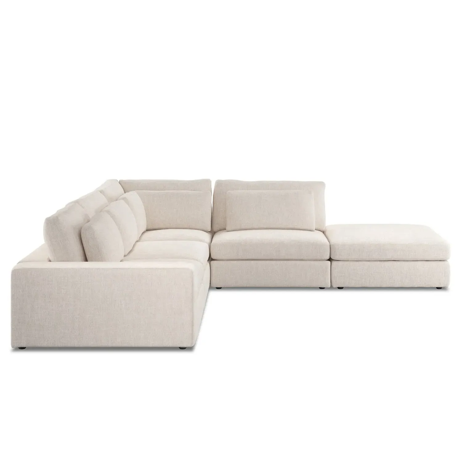 Candace 4-Piece Bumper Sectional with Ottoman - Cream