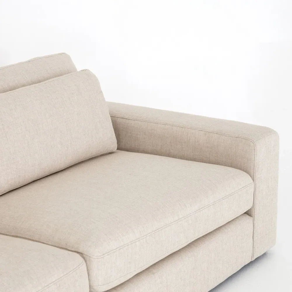 Candace 4-Piece Bumper Sectional with Ottoman - Cream