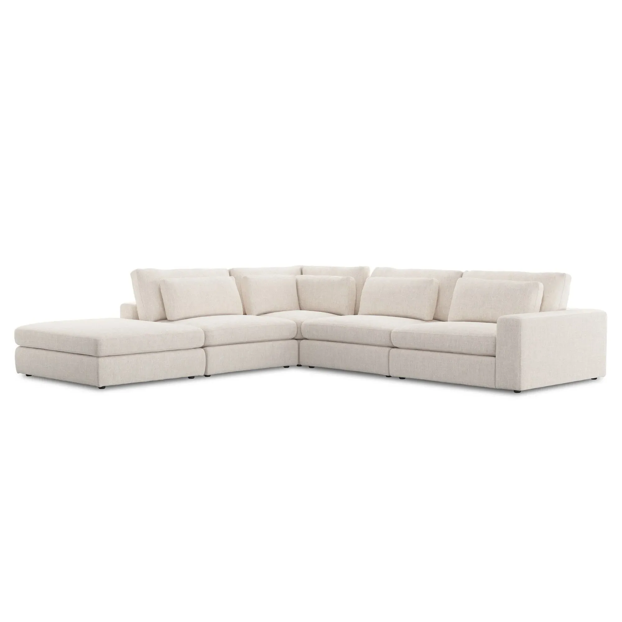 Candace 4-Piece Bumper Sectional with Ottoman - Cream