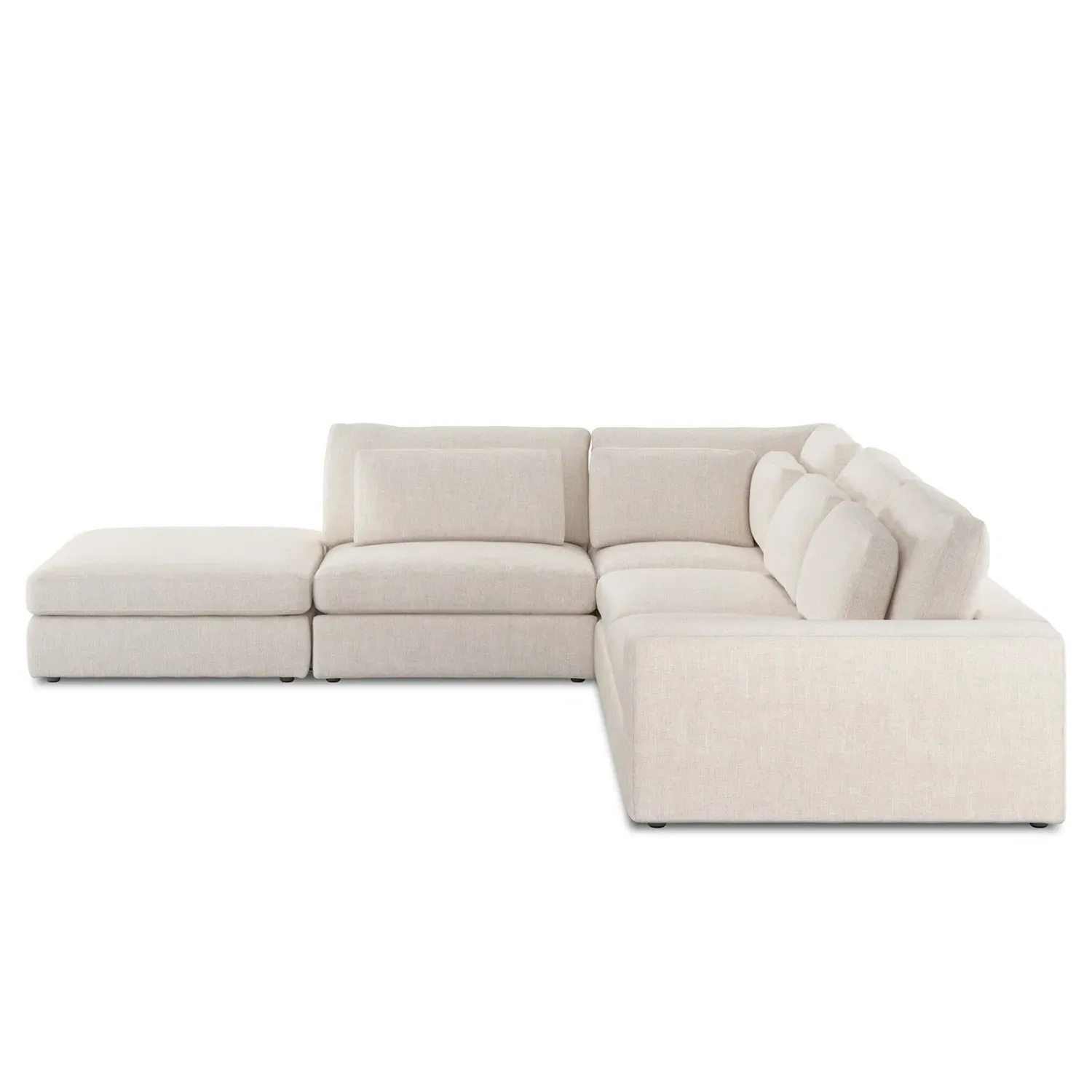 Candace 4-Piece Bumper Sectional with Ottoman - Cream