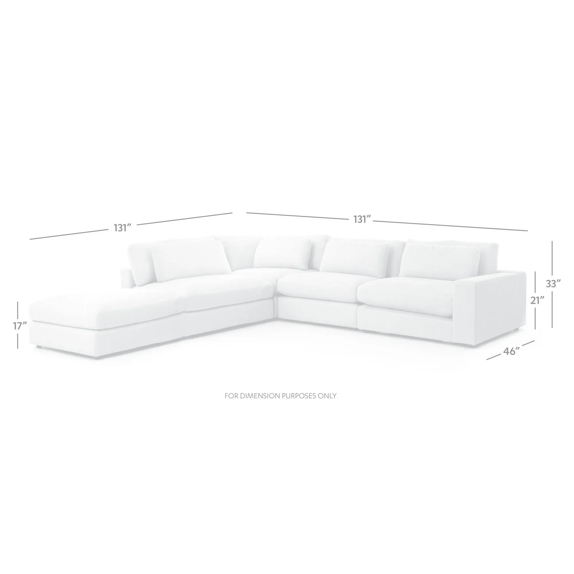 Candace 4-Piece Bumper Sectional with Ottoman - Cream