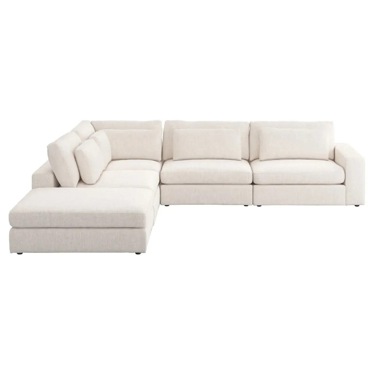 Candace 4-Piece Bumper Sectional with Ottoman - Cream