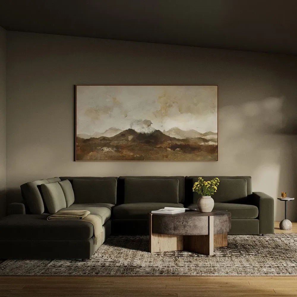 Candace 4-Piece Bumper Sectional with Ottoman - Green, Velvet