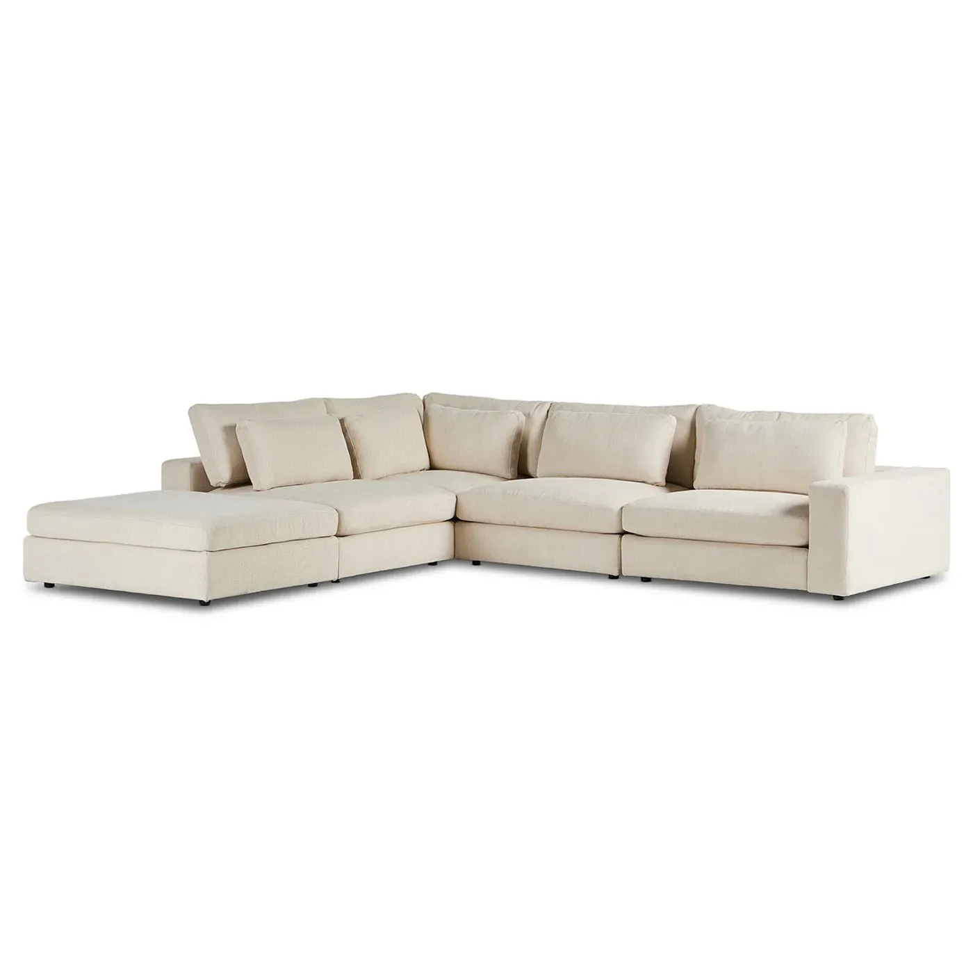 Candace 4-Piece Bumper Sectional with Ottoman - Light Beige