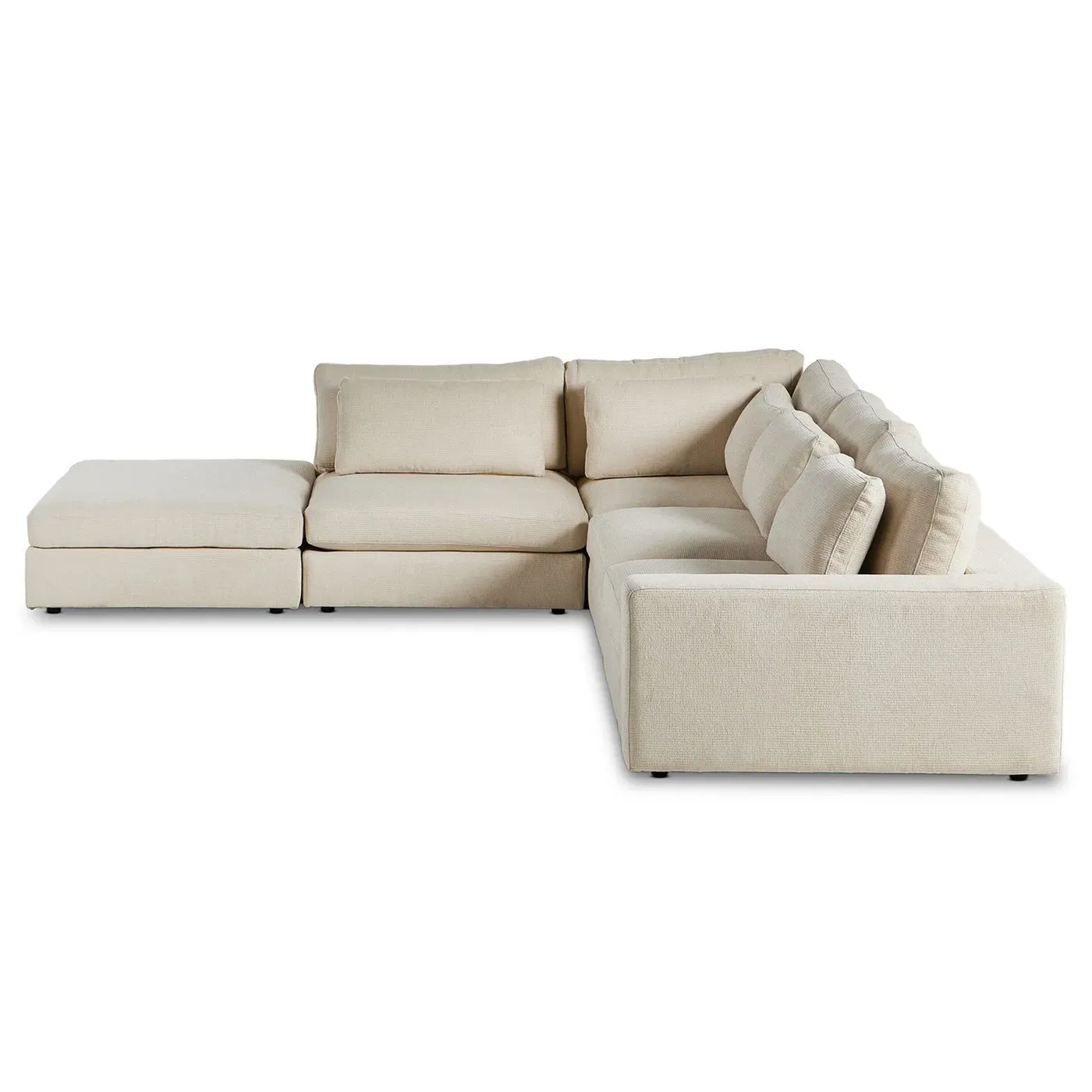 Candace 4-Piece Bumper Sectional with Ottoman - Light Beige