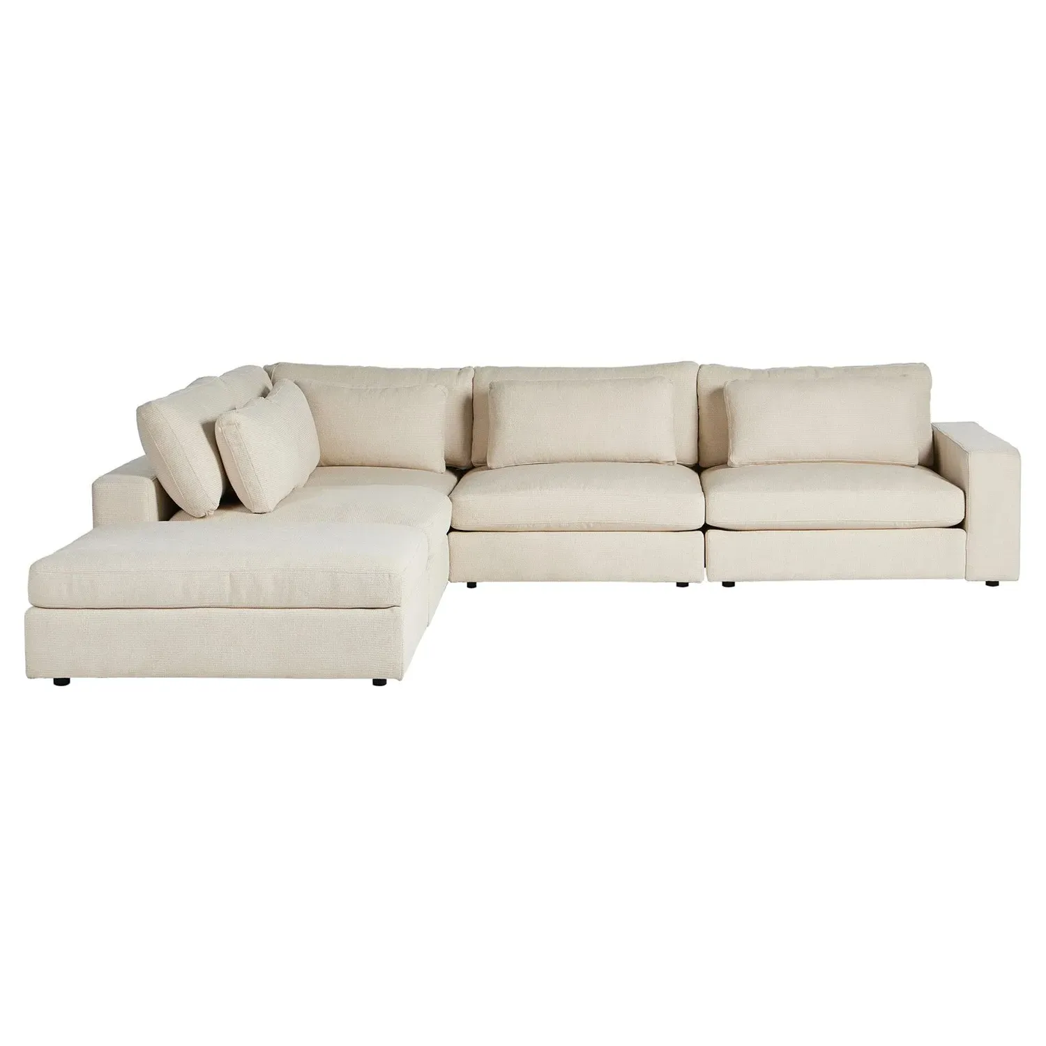 Candace 4-Piece Bumper Sectional with Ottoman - Light Beige